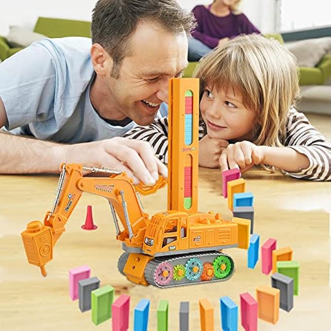 rayihni DOMINO ENGINEERING VEHICLE SET, 120PCS AUTOMATIC DOMINO LAYING TRAIN TOYS WITH LIGHTS AND SOUNDS WITH DOMINO RALLY EXPERIENCE QUICKLY, AUTOMATICALLY FOR KIDS AGE OVER 3 - Image 3